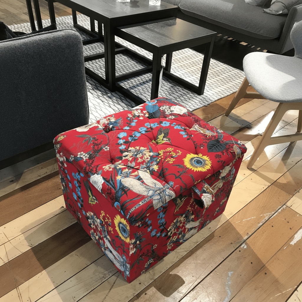 Plain Velvet Compact Square Ottoman Hand - Upholstered UK bec - ISTOOLS
