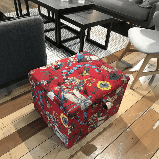 Plain Velvet Compact Square Ottoman Hand - Upholstered UK bec - ISTOOLS
