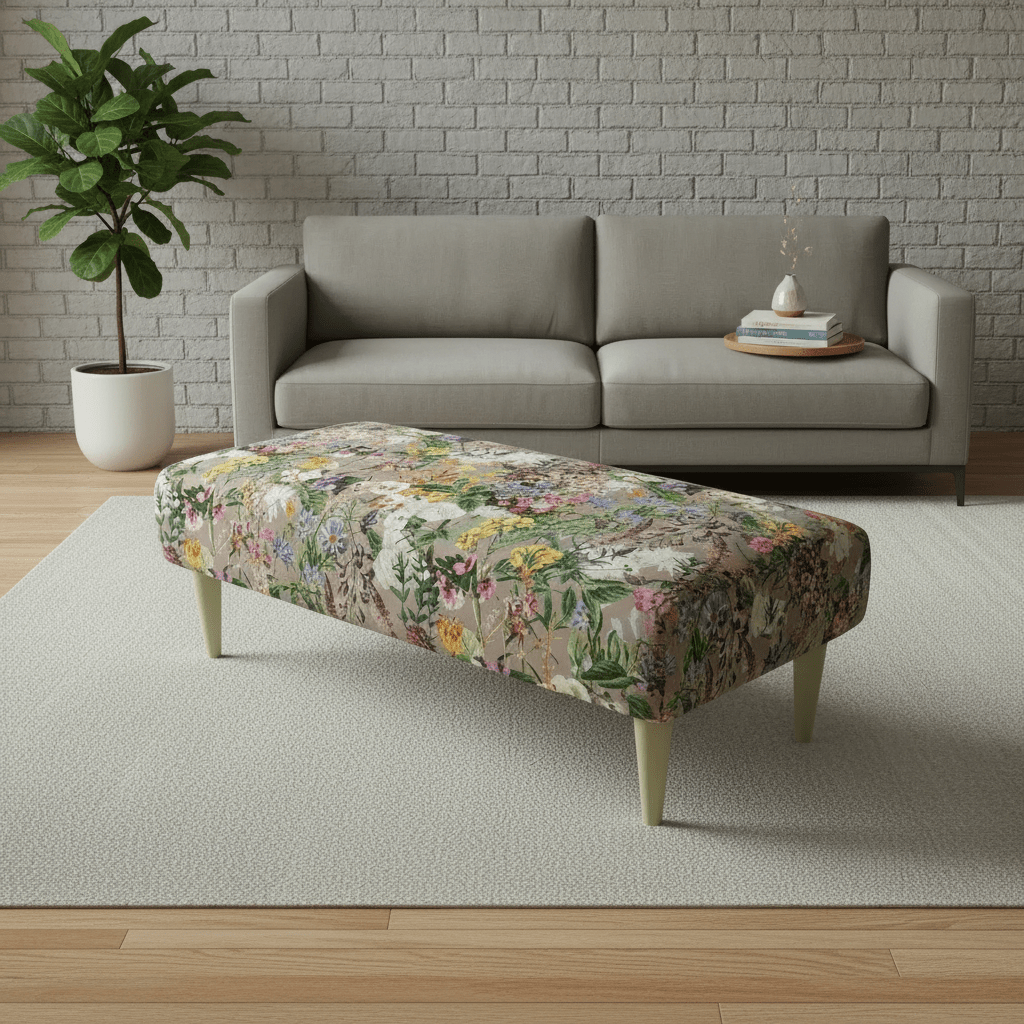 Plush Upholstered Footrest – Stylish Multi - Toned Living Room Accent | istools UK - ISTOOLS