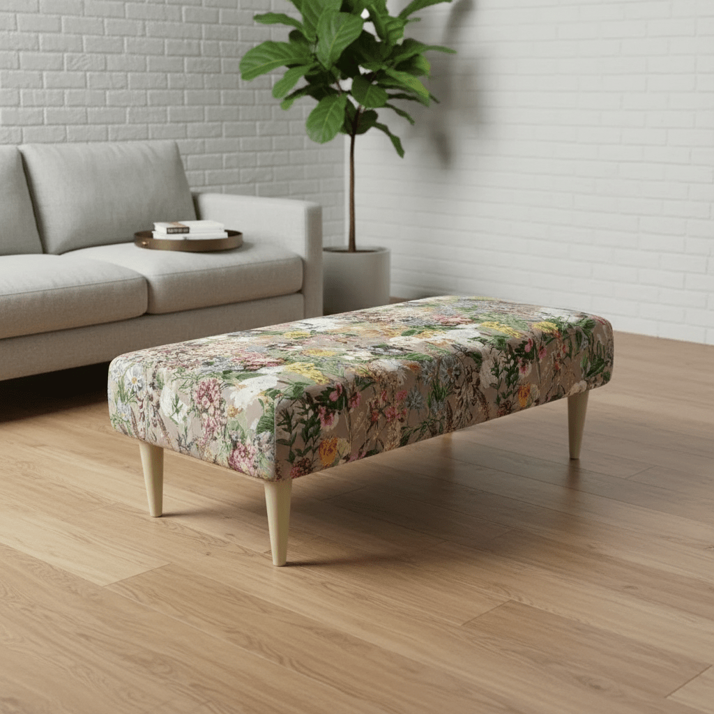 Plush Upholstered Footrest – Stylish Multi - Toned Living Room Accent | istools UK - ISTOOLS