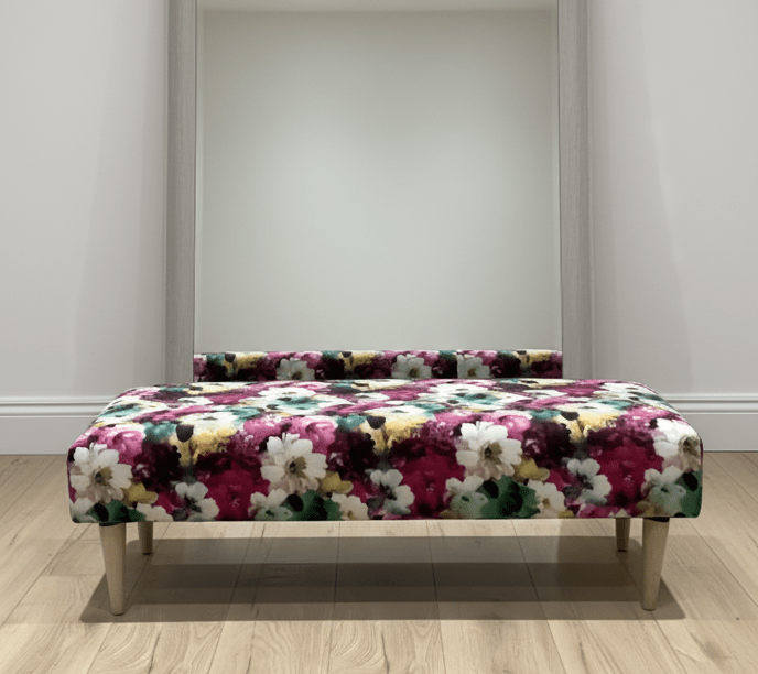 PREMIUM Belle floral printed Footstool window bay seat pouffe coffee table - ISTOOLS