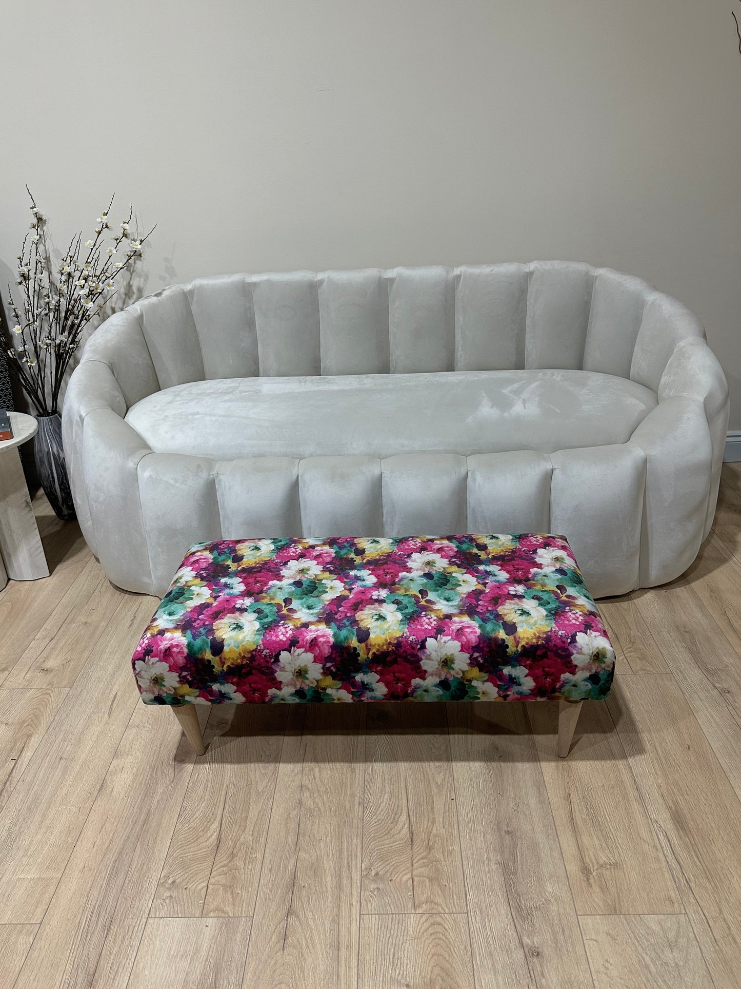 PREMIUM Belle floral printed Footstool window bay seat pouffe coffee table - ISTOOLS