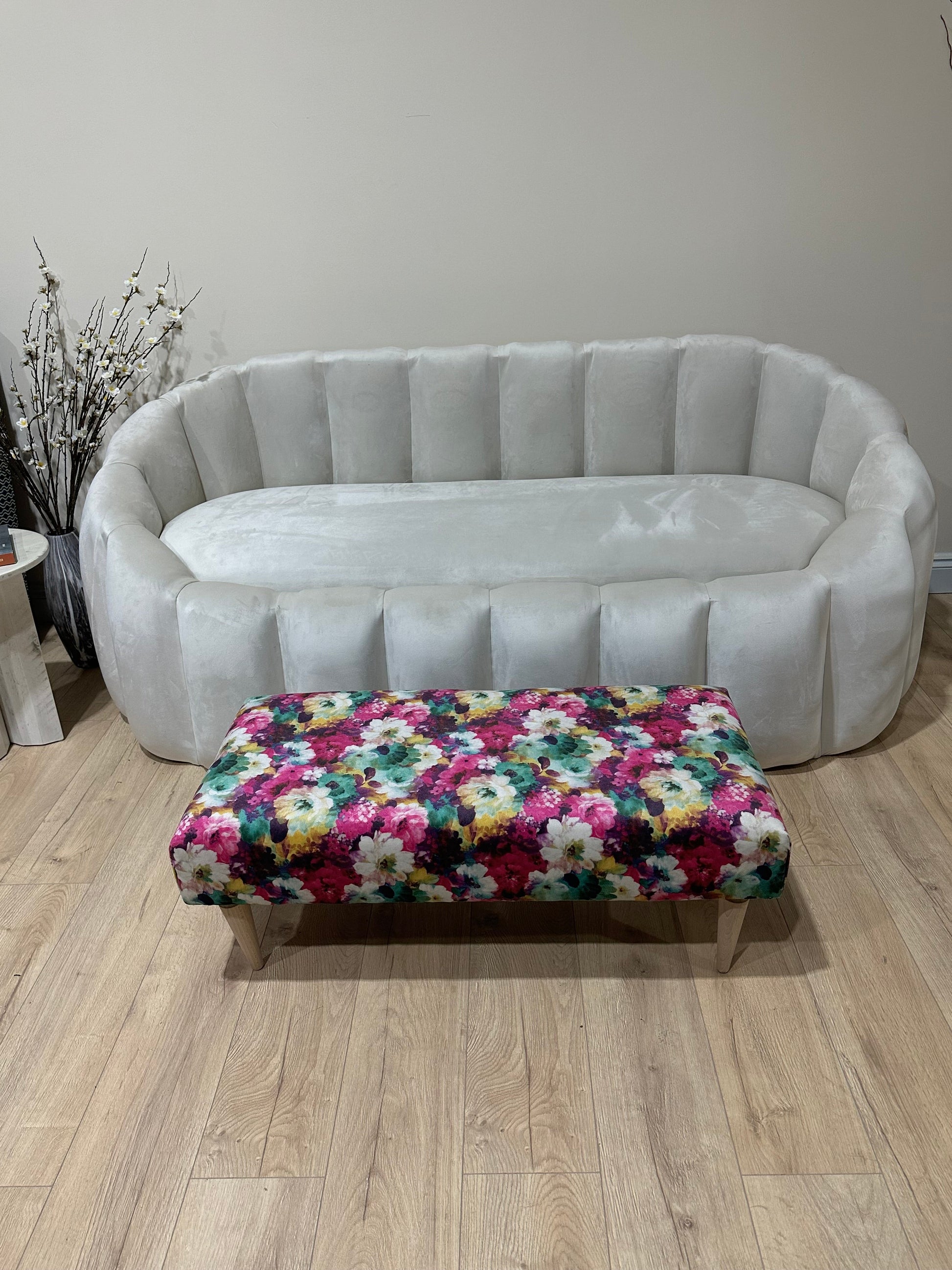 PREMIUM Belle floral printed Footstool window bay seat pouffe coffee table - ISTOOLS