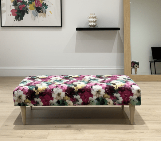 PREMIUM Belle floral printed Footstool window bay seat pouffe coffee table - ISTOOLS