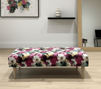 PREMIUM Belle floral printed Footstool window bay seat pouffe coffee table - ISTOOLS