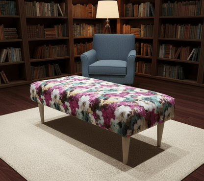 PREMIUM Belle floral printed Footstool window bay seat pouffe coffee table - ISTOOLS
