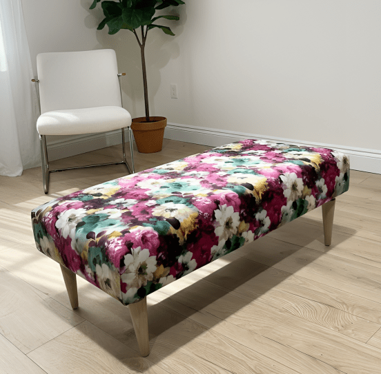 PREMIUM Belle floral printed Footstool window bay seat pouffe coffee table - ISTOOLS