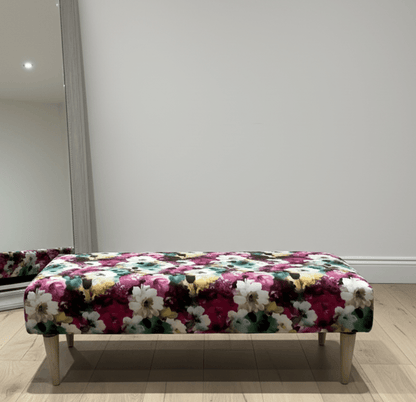 PREMIUM Belle floral printed Footstool window bay seat pouffe coffee table - ISTOOLS