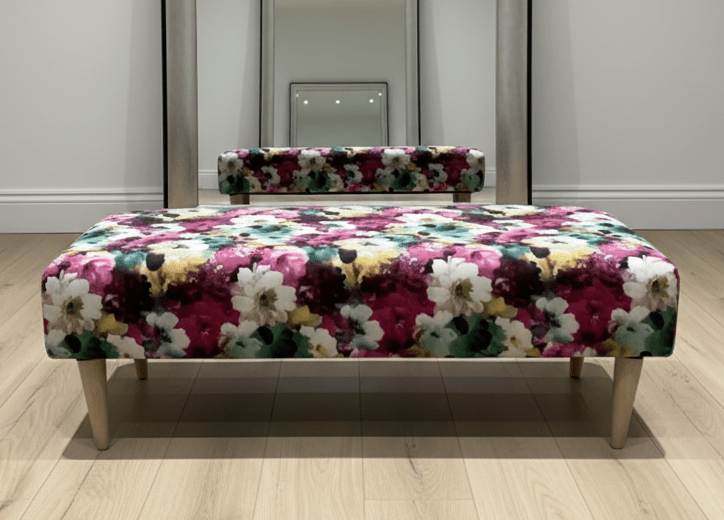 PREMIUM Belle floral printed Footstool window bay seat pouffe coffee table - ISTOOLS