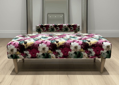 PREMIUM Belle floral printed Footstool window bay seat pouffe coffee table - ISTOOLS