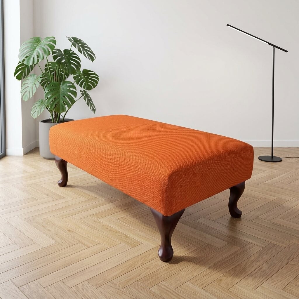 PREMIUM BESPOKE NON STORAGE OTTOMAN CUSTOM HANDCRAFTED FOOTSTOOL UPHOLSTERED LIVING ROOM SEATING PLAIN FABRIC COFFEE TABLE - ISTOOLS