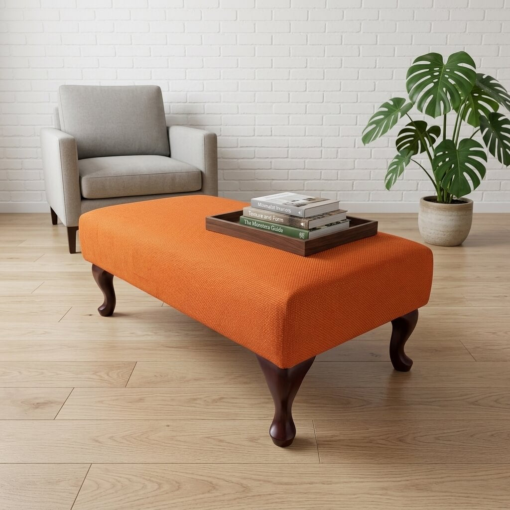PREMIUM BESPOKE NON STORAGE OTTOMAN CUSTOM HANDCRAFTED FOOTSTOOL UPHOLSTERED LIVING ROOM SEATING PLAIN FABRIC COFFEE TABLE - ISTOOLS