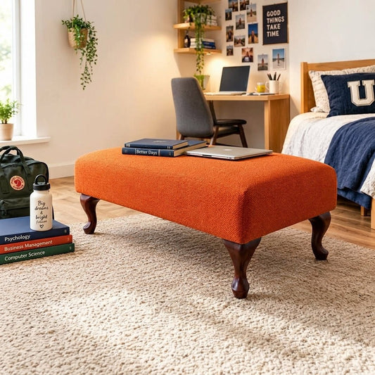 PREMIUM BESPOKE NON STORAGE OTTOMAN CUSTOM HANDCRAFTED FOOTSTOOL UPHOLSTERED LIVING ROOM SEATING PLAIN FABRIC COFFEE TABLE - ISTOOLS