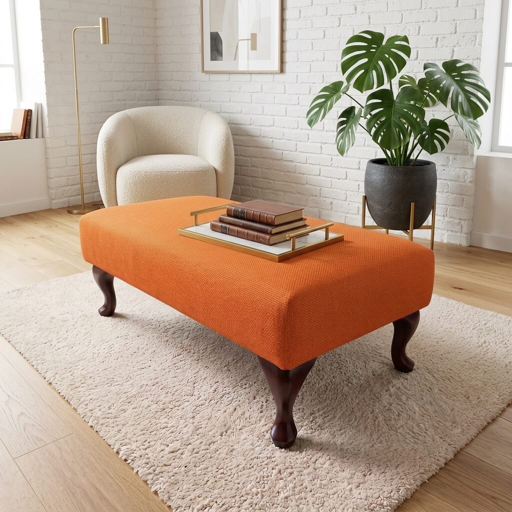 PREMIUM BESPOKE NON STORAGE OTTOMAN CUSTOM HANDCRAFTED FOOTSTOOL UPHOLSTERED LIVING ROOM SEATING PLAIN FABRIC COFFEE TABLE - ISTOOLS