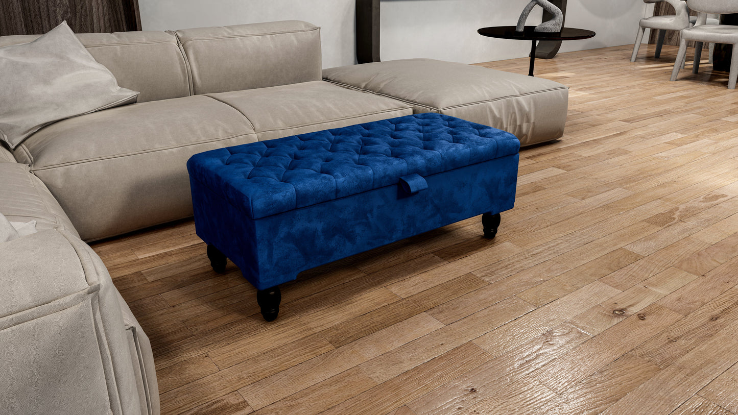 Premium blue Rectangular Ottoman premium Bench coffee table - ISTOOLS