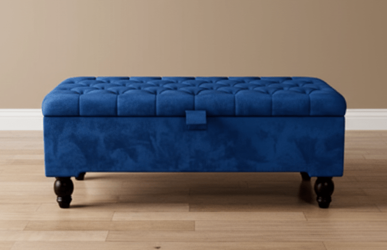 Premium blue Rectangular Ottoman premium Bench coffee table - ISTOOLS