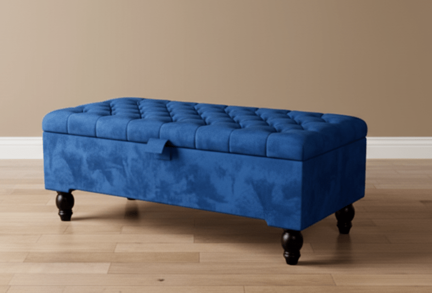 Premium blue Rectangular Ottoman premium Bench coffee table - ISTOOLS