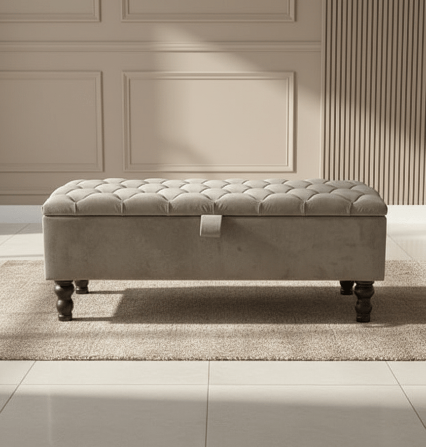 PREMIUM chesterfield storage ottoman tufted matching buttons - ISTOOLS