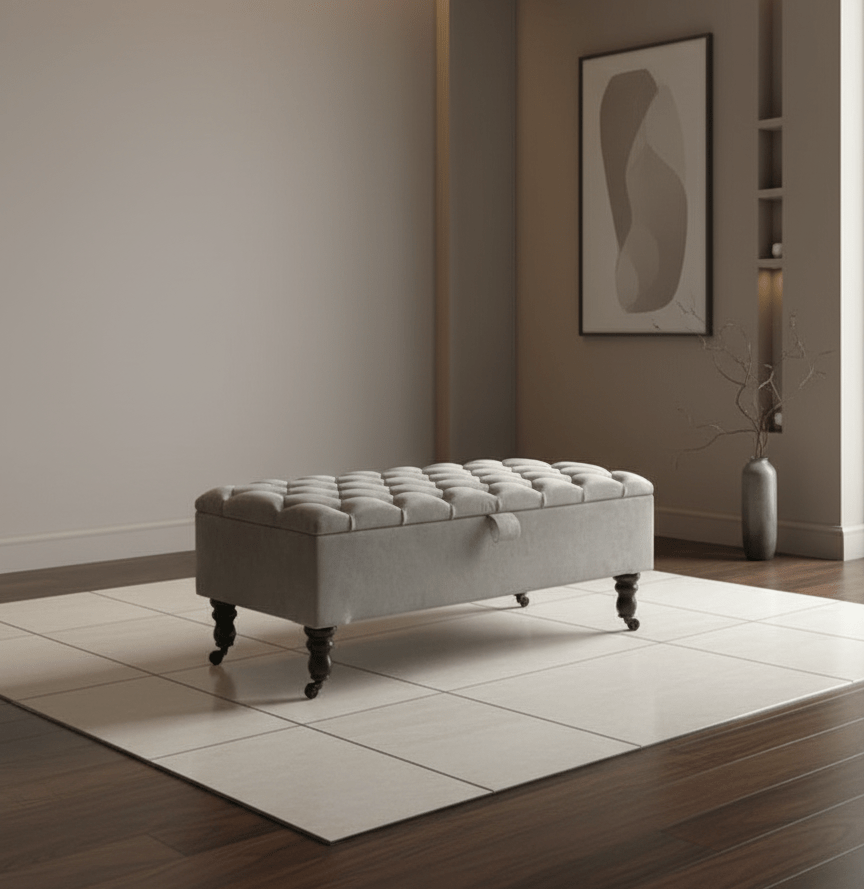 PREMIUM chesterfield storage ottoman tufted matching buttons - ISTOOLS