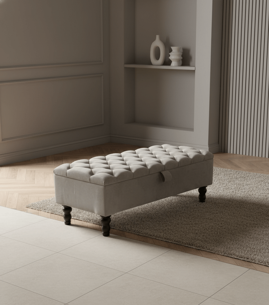 PREMIUM chesterfield storage ottoman tufted matching buttons - ISTOOLS