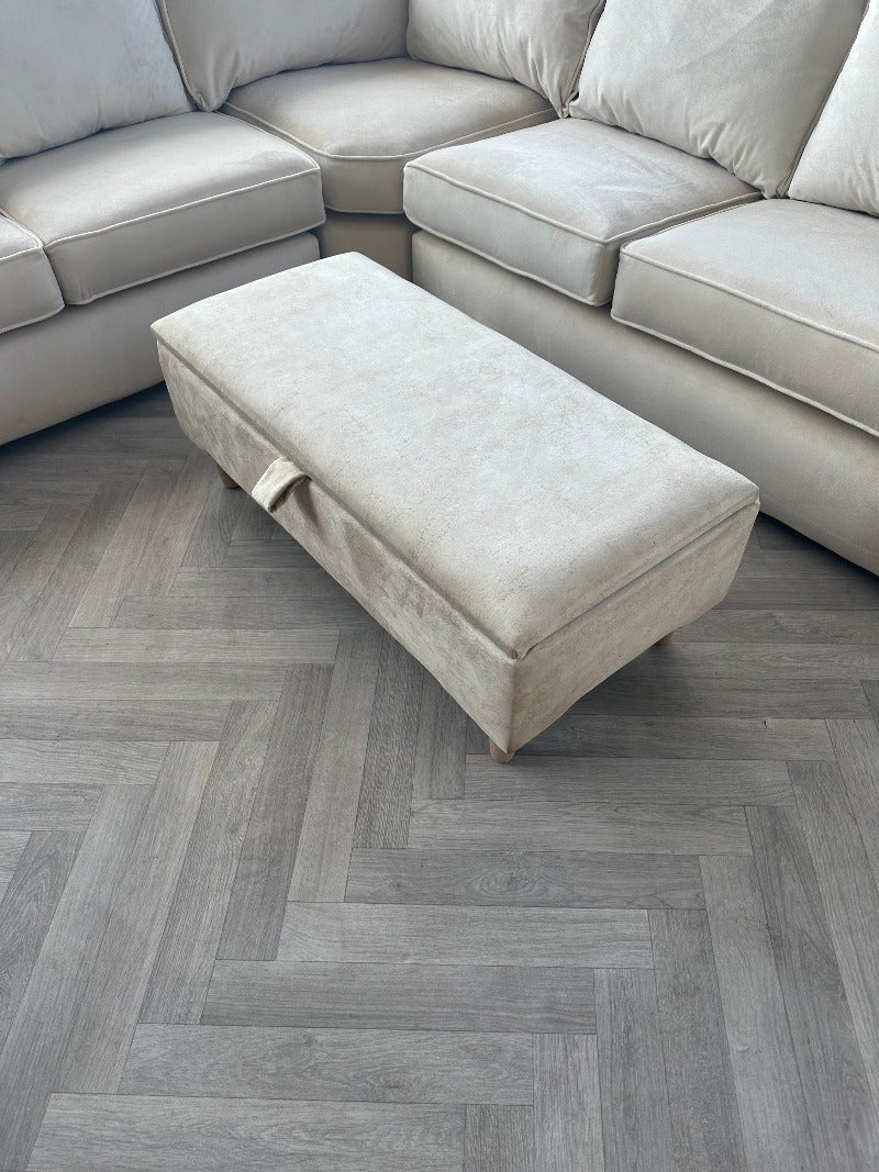 Premium coffee table off white storage box bench plain lid Ottoman seat - ISTOOLS