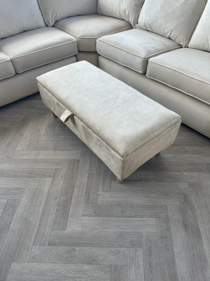 Premium coffee table off white storage box bench plain lid Ottoman seat - ISTOOLS