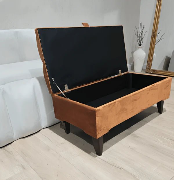 Premium Cotton Chenille Ottoman Coffee Table with Storage | Upholstered Living Room Furniture UK - ISTOOLS