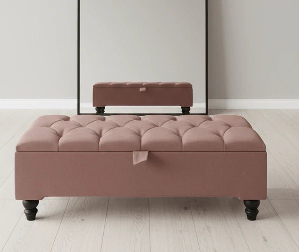 Premium Cotton Chenille Ottoman Coffee Table with Storage | Upholstered Living Room Furniture UK - ISTOOLS