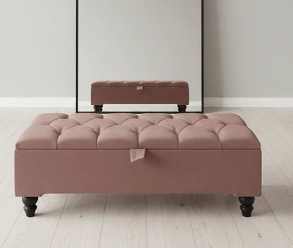 Premium Cotton Chenille Ottoman Coffee Table with Storage | Upholstered Living Room Furniture UK - ISTOOLS