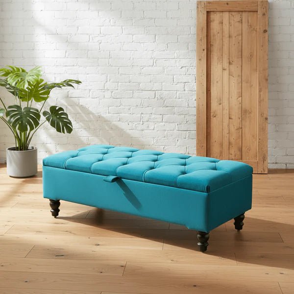 Premium Cotton Chenille Ottoman Coffee Table with Storage | Upholstered Living Room Furniture UK - ISTOOLS