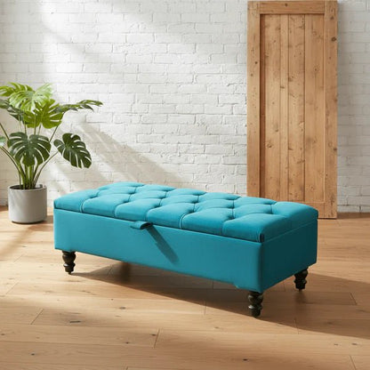 Premium Cotton Chenille Ottoman Coffee Table with Storage | Upholstered Living Room Furniture UK - ISTOOLS