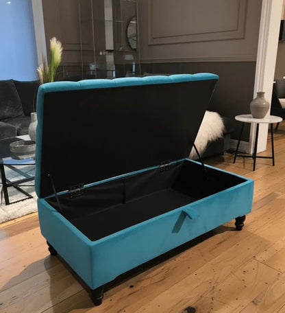 Premium Cotton Chenille Ottoman Coffee Table with Storage | Upholstered Living Room Furniture UK - ISTOOLS