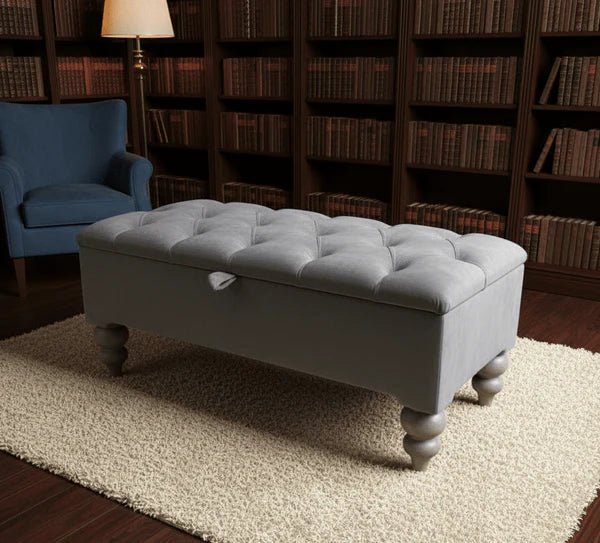Premium Cotton Chenille Ottoman Coffee Table with Storage | Upholstered Living Room Furniture UK - ISTOOLS