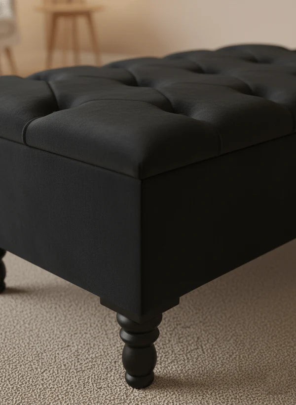 Premium Cotton Chenille Ottoman Coffee Table with Storage | Upholstered Living Room Furniture UK - ISTOOLS