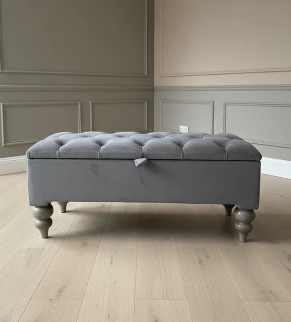 Premium Cotton Chenille Ottoman Coffee Table with Storage | Upholstered Living Room Furniture UK - ISTOOLS