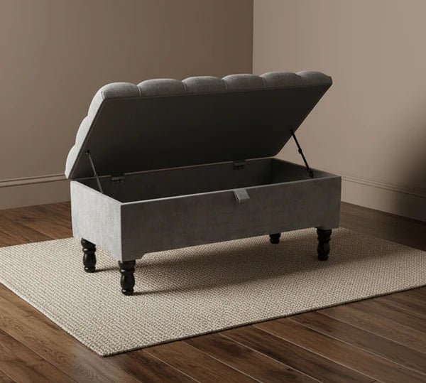Premium Cotton Chenille Ottoman Coffee Table with Storage | Upholstered Living Room Furniture UK - ISTOOLS