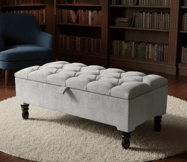 Premium Cotton Chenille Ottoman Coffee Table with Storage | Upholstered Living Room Furniture UK - ISTOOLS