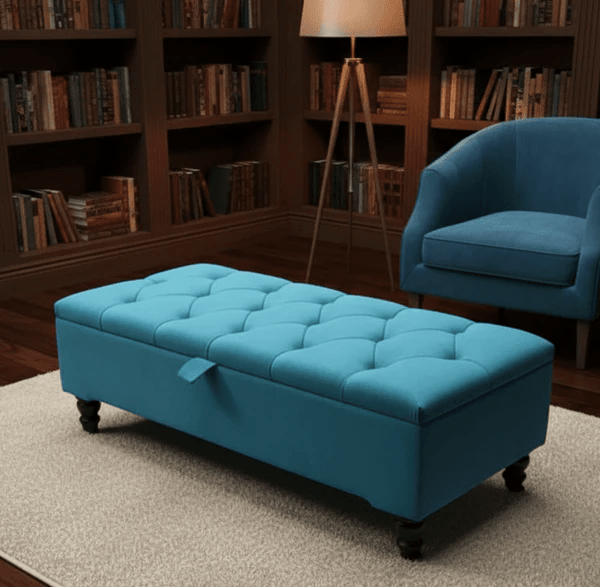 Premium Cotton Chenille Ottoman Coffee Table with Storage | Upholstered Living Room Furniture UK - ISTOOLS