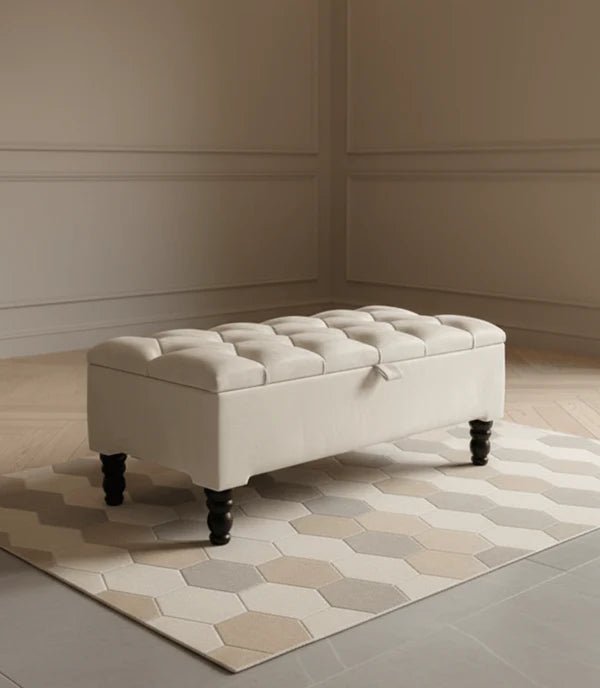 Premium Cotton Chenille Ottoman Coffee Table with Storage | Upholstered Living Room Furniture UK - ISTOOLS