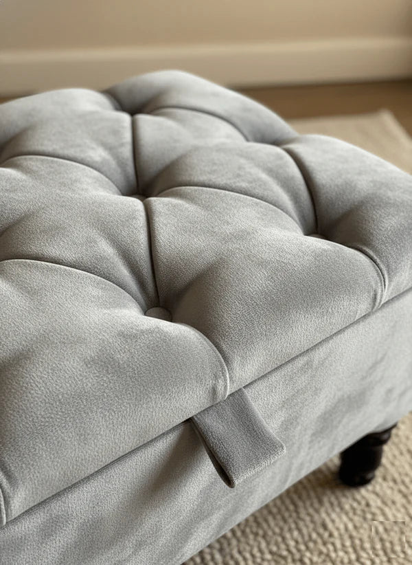 Premium Cotton Chenille Ottoman Coffee Table with Storage | Upholstered Living Room Furniture UK - ISTOOLS