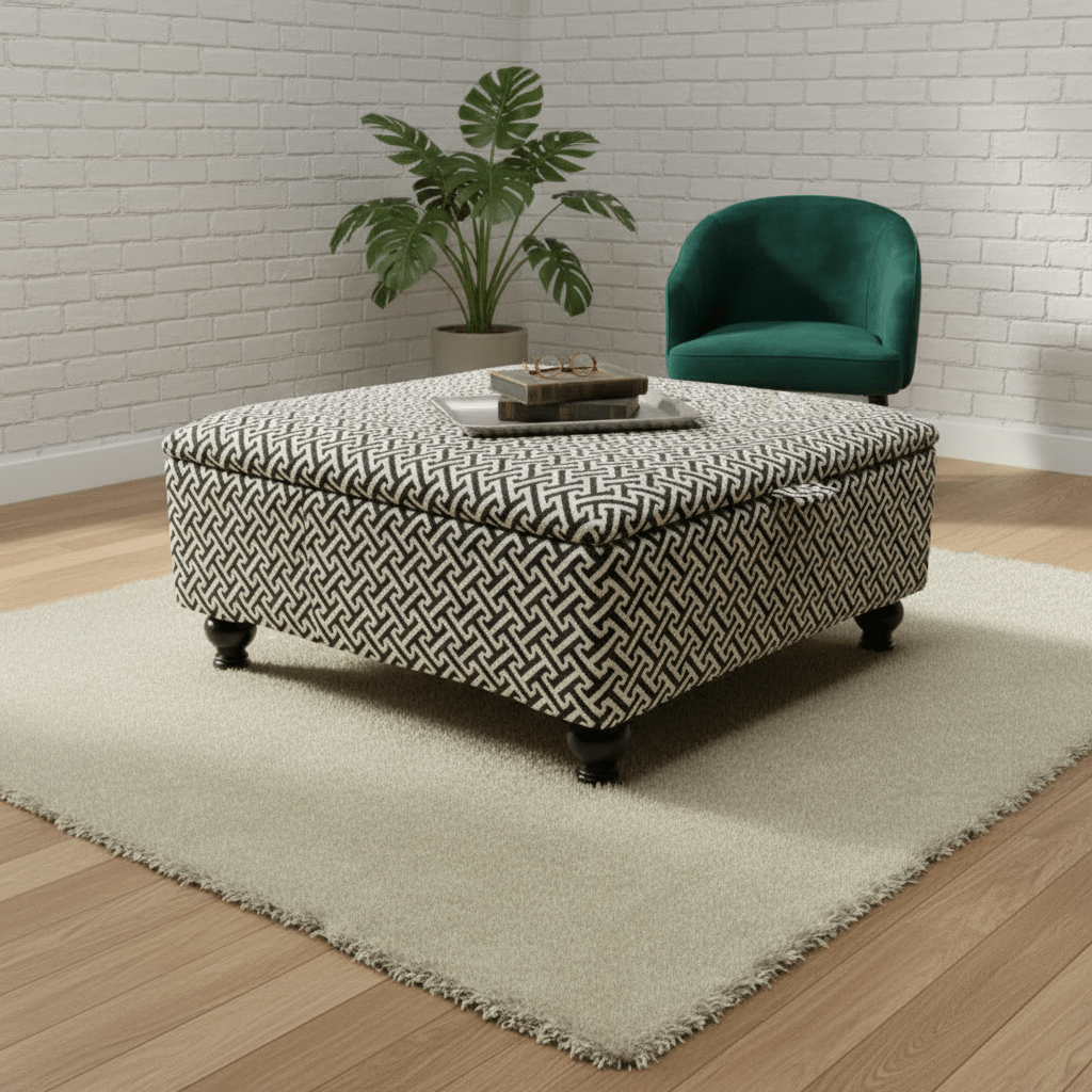 Premium Eden Embossed Pattern Storage Footstool Ottoman – Window Bay Seat & Multi - Use Coffee Table Bench - ISTOOLS
