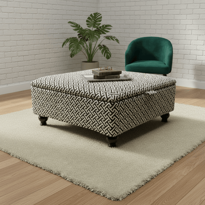 Premium Eden Embossed Pattern Storage Footstool Ottoman – Window Bay Seat & Multi - Use Coffee Table Bench - ISTOOLS