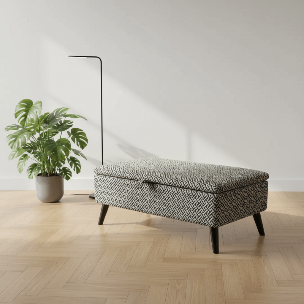 Premium Eden Embossed Pattern Storage Footstool Ottoman – Window Bay Seat & Multi - Use Coffee Table Bench - ISTOOLS