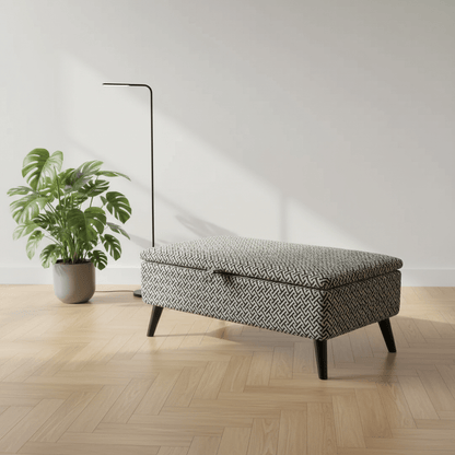 Premium Eden Embossed Pattern Storage Footstool Ottoman – Window Bay Seat & Multi - Use Coffee Table Bench - ISTOOLS