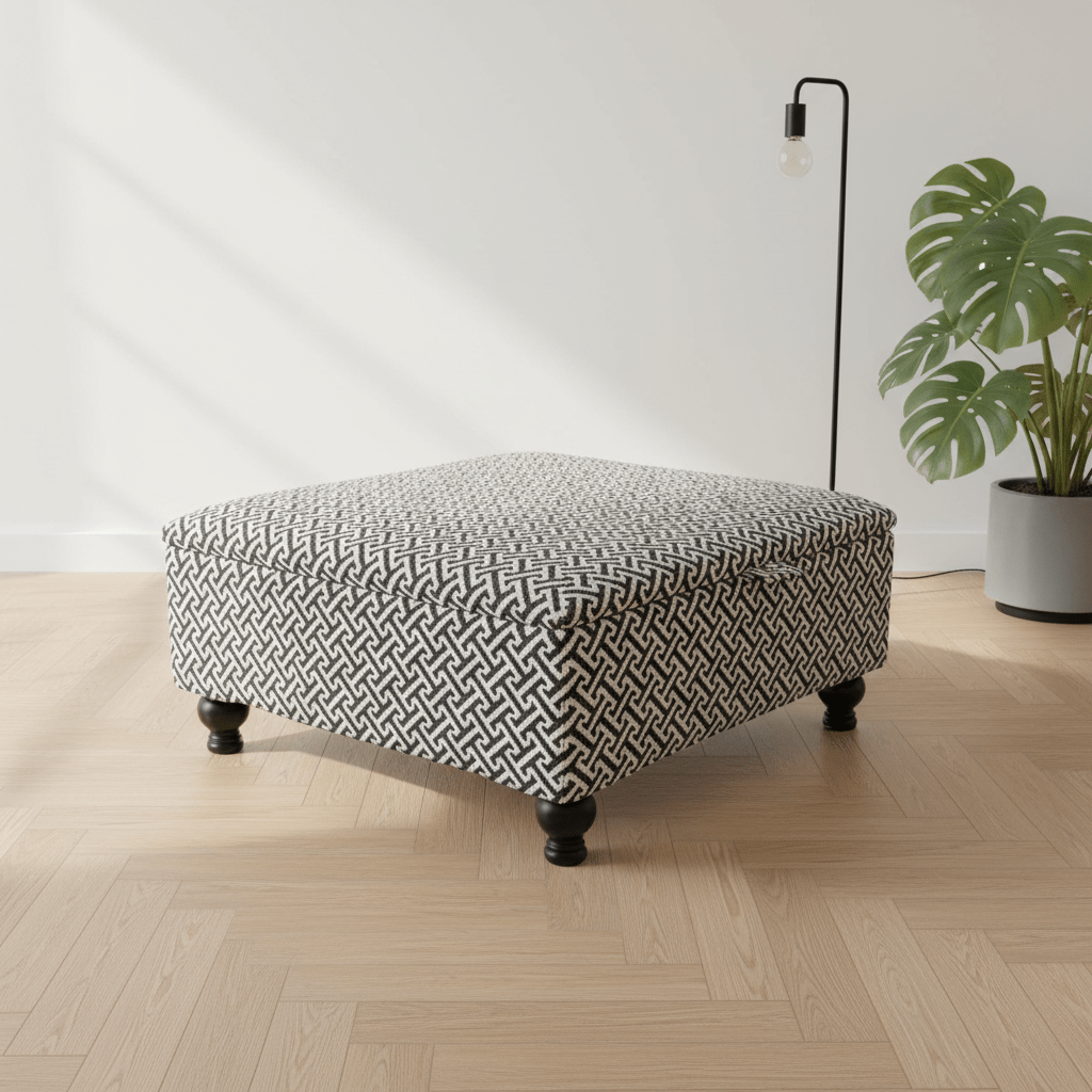 Premium Eden Embossed Pattern Storage Footstool Ottoman – Window Bay Seat & Multi - Use Coffee Table Bench - ISTOOLS