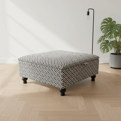 Premium Eden Embossed Pattern Storage Footstool Ottoman – Window Bay Seat & Multi - Use Coffee Table Bench - ISTOOLS