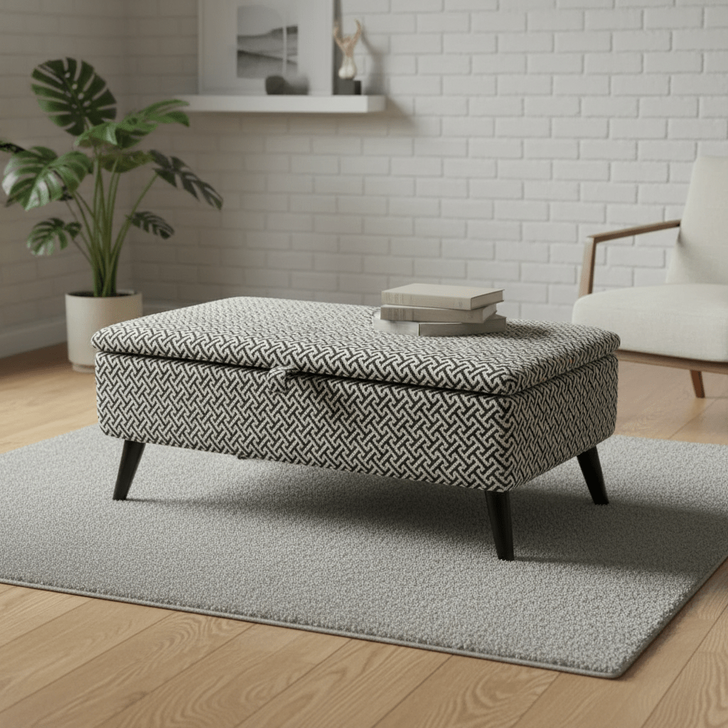 Premium Eden Embossed Pattern Storage Footstool Ottoman – Window Bay Seat & Multi - Use Coffee Table Bench - ISTOOLS