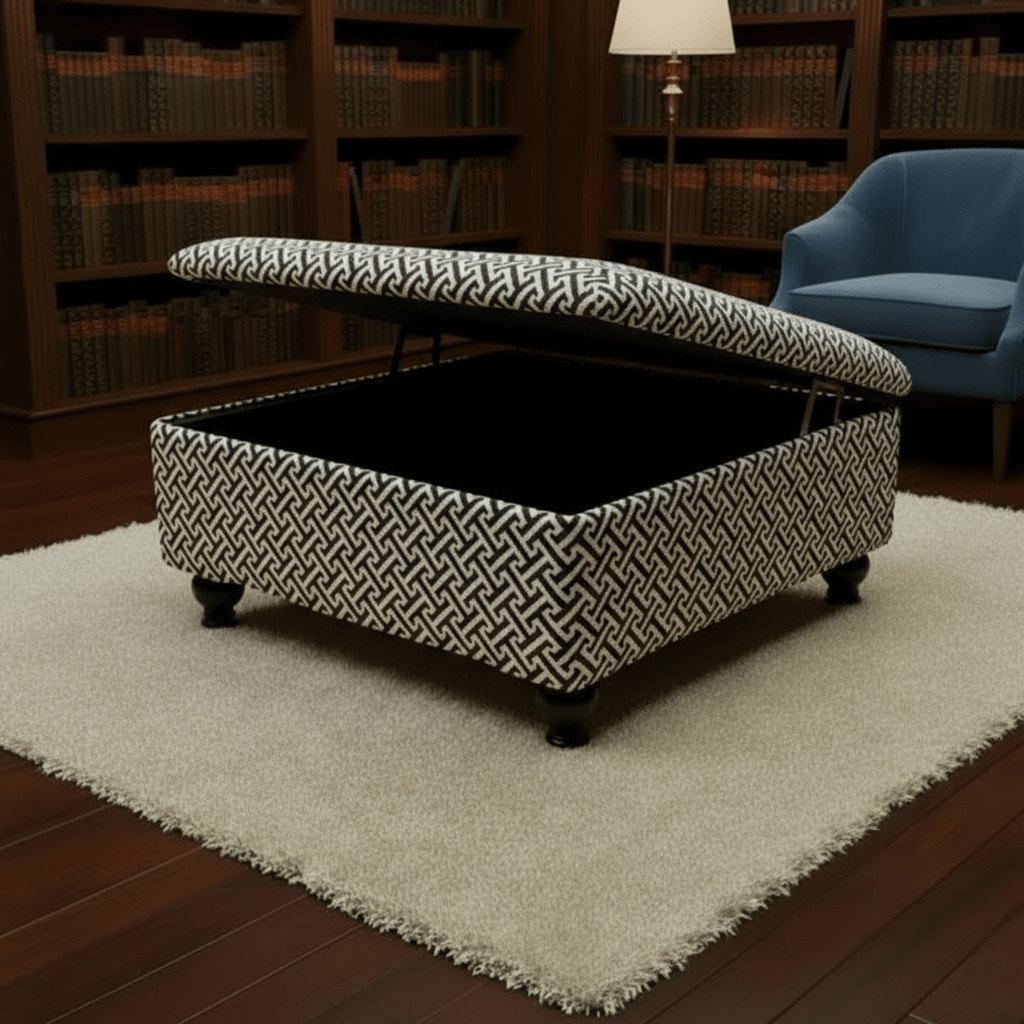 Premium Eden Embossed Pattern Storage Footstool Ottoman – Window Bay Seat & Multi - Use Coffee Table Bench - ISTOOLS
