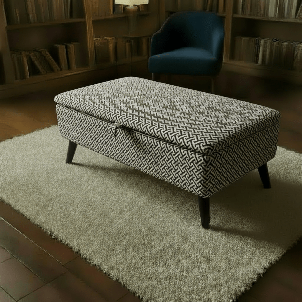 Premium Eden Embossed Pattern Storage Footstool Ottoman – Window Bay Seat & Multi - Use Coffee Table Bench - ISTOOLS