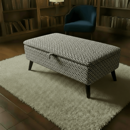 Premium Eden Embossed Pattern Storage Footstool Ottoman – Window Bay Seat & Multi - Use Coffee Table Bench - ISTOOLS